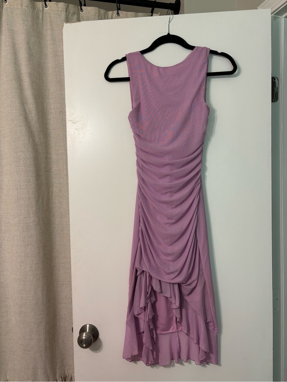 Sleeveless Lavender Ruched High-Low Dress